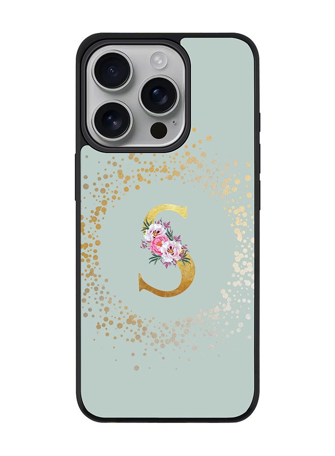 Stylizedd For iPhone 16 Pro Case [Compatible with MagSafe] Slim Magnetic cover Phone Case iPhone 16 Pro -Custom Monogram Floral - S (Light Grey ) - Image 1
