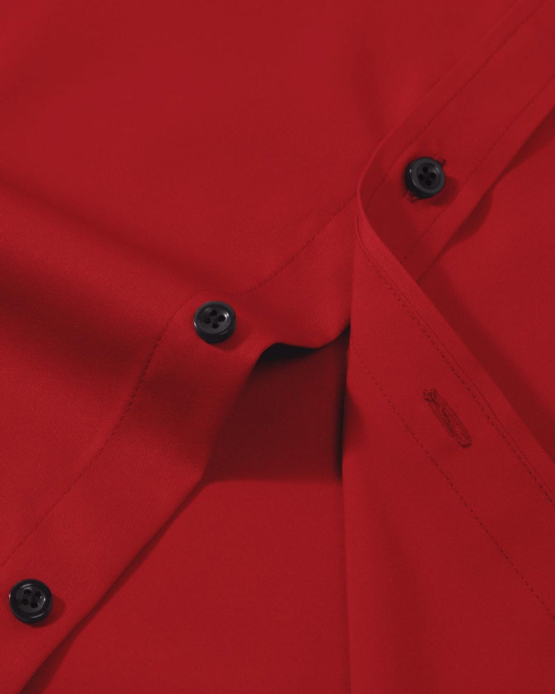Lusead Mens Red Dress Shirt Homecoming Long Sleeve Stretch Wrinkle Free Formal Christmas Prom Slim Fit Button Up Shirts Men - Image 4