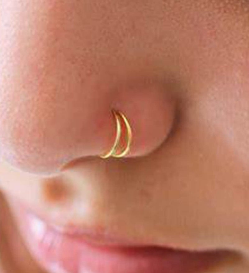 MODRSA Hoop Nose Ring Nose Hoop Double Hoop Nose Ring Gold Nose Ring Hoop Double Hoop Earring Nose Ring Cartilage Hoop earring Cartilage Hoop Helix Hoops 20g 6mm - Image 3