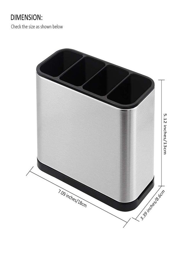 FEXONXA Sink Cutlery Holder – Stainless Steel Kitchen Utensils Organizer & Flatware Caddy – Multifunctional Countertop Cutlery Rack with Removable Divider, Non-Slip Base - Image 3