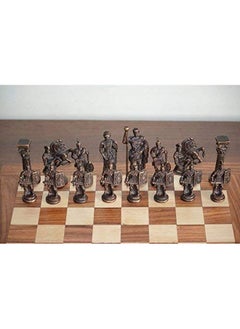 Shoro SHORO Skywalk Hand Crafted Roman Brass Chess Set with Wooden Board,for 3 years and up  - Image 3