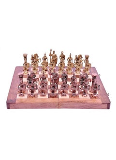 Shoro SHORO Skywalk Hand Crafted Roman Brass Chess Set with Wooden Board,for 3 years and up  - Image 2