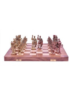 Shoro SHORO Skywalk Hand Crafted Roman Brass Chess Set with Wooden Board,for 3 years and up  - Image 1