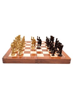 Shoro SHORO Skywalk Hand Crafted Roman Brass Chess Set with Wooden Board,for 3 years and up  - Image 4