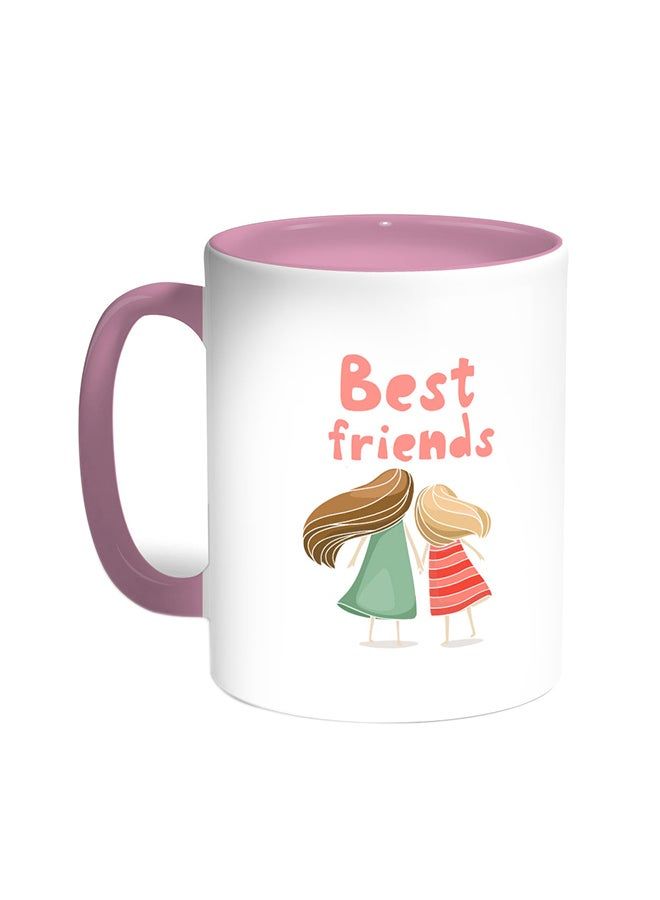 RKN Best Friends Printed Coffee Mug Pink White 11 ounce - Image 1