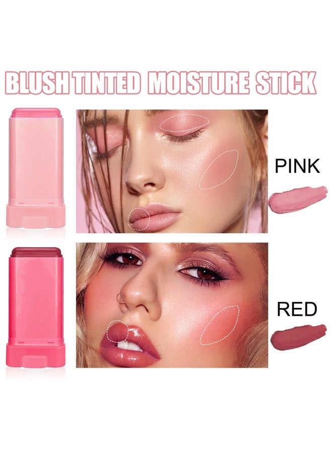 إيلهو أحمر الخدود أثناء التنقل ، متعدد الاستخدامات أحمر الخدود عصا مرطب عصا ظلال الشفاه عيون الخد ماء وردي أحمر الخدود ماكياج كريمي (وردي) - Image 2