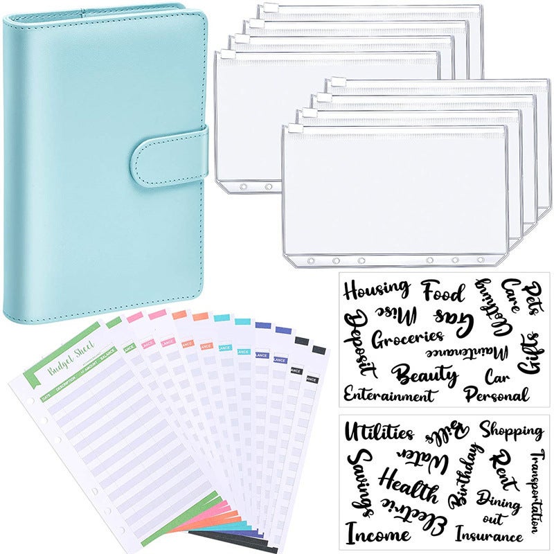 A6 PU Leather Notebook Binder: 7.5 X 5.1 Inch, Waterproof PVC Pockets - Durable Magnetic Buckle Closure, Customizable Organizer Set for Home Office School Travel - Image 1