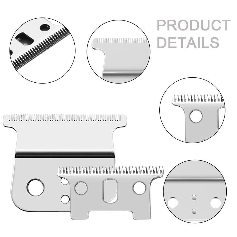 colorski 2 Pcs Replacement Blades Compatible with Andis #04710 and Andis #04521 hair Trimmer Compatible with Andis T Outliner & GTX Trimmer(sliver steel T blade + sliver steel blade) - Image 3