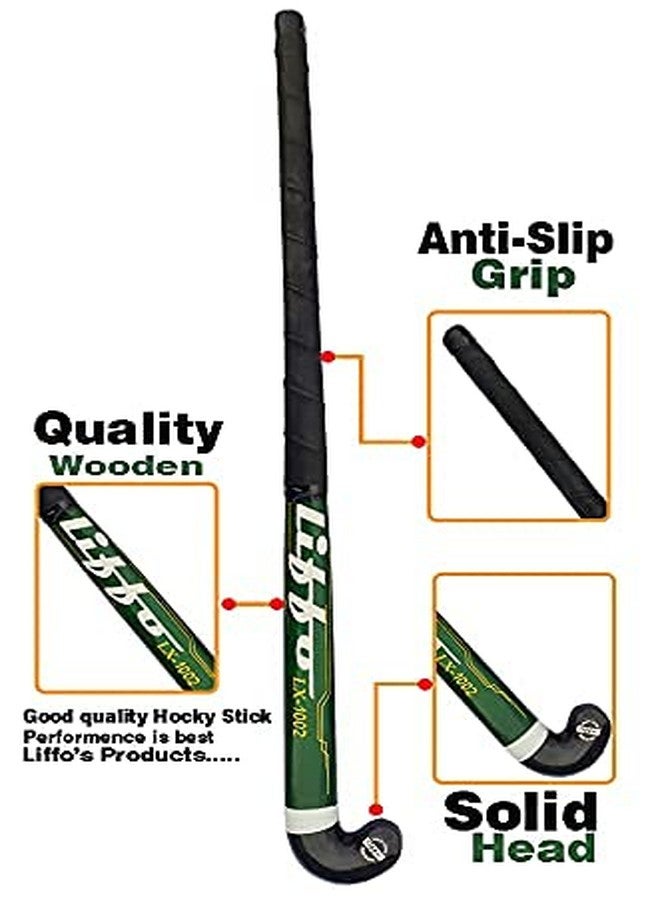 Liffo® LX-1002 Solid Wooden Hockey Sticks for Men and Women Practice and Beginner Level (L-36 Inch) (Green) - Image 3