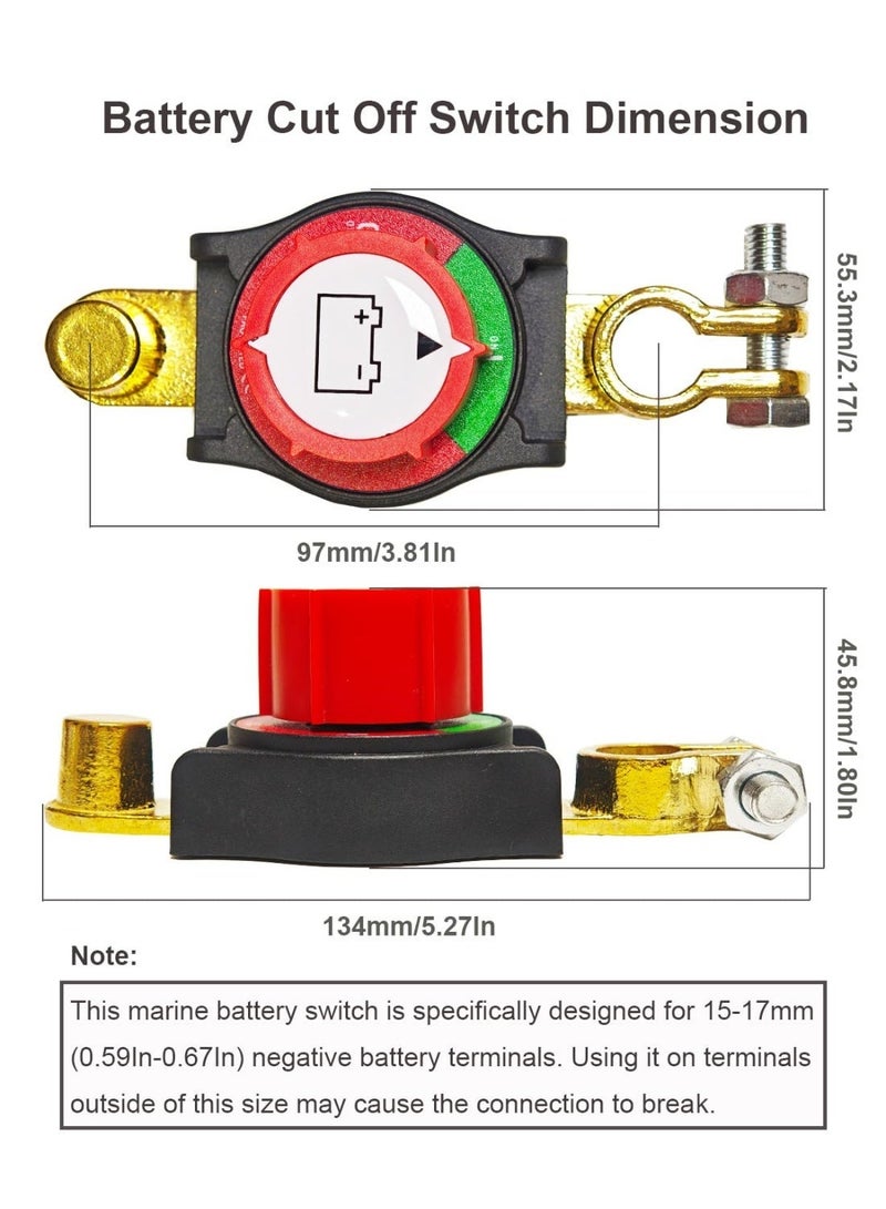 BABONA Negative Battery Quick Disconnect Switch, 12V-48V Heavy-Duty Top Post Battery Terminal Isolator, 300A High-Current On/Off Master Cut-Off Switch for Car, RV, ATV, Boat, Marine and Trailer - Image 2