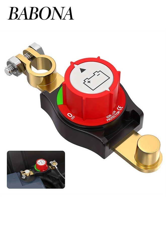 BABONA Negative Battery Quick Disconnect Switch, 12V-48V Heavy-Duty Top Post Battery Terminal Isolator, 300A High-Current On/Off Master Cut-Off Switch for Car, RV, ATV, Boat, Marine and Trailer - Image 1