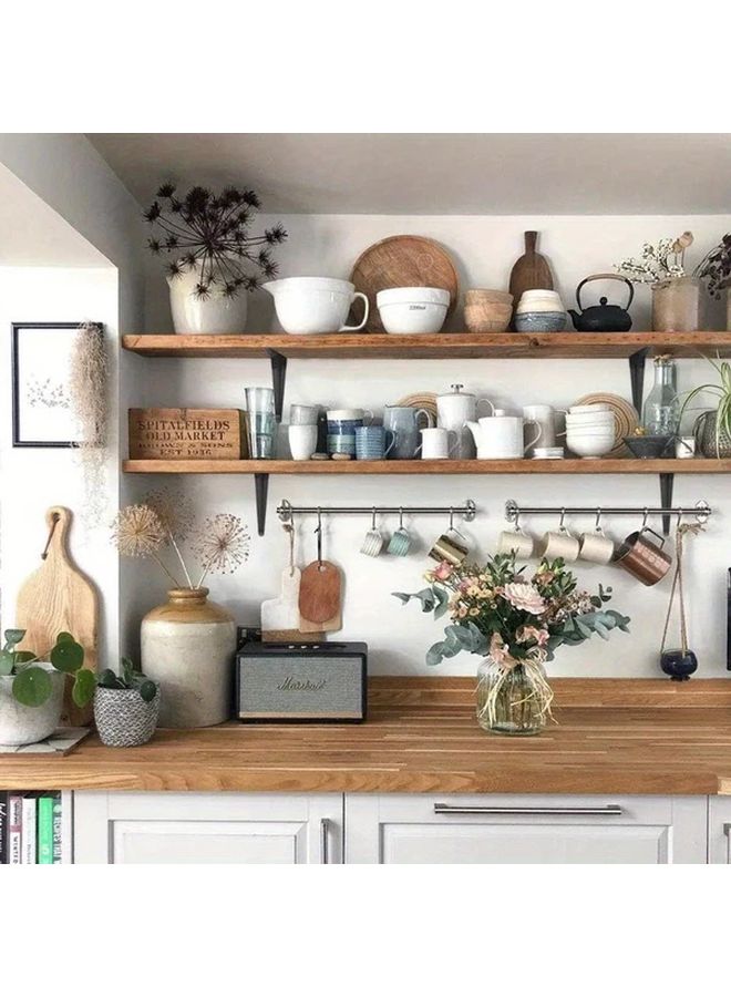 White L Shaped Floating Shelf Brackets 8x6 Inch 4pcs with Screws for Kitchen Living Room - Image 4