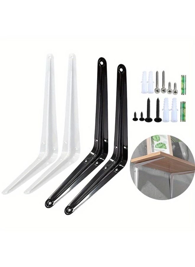 White L Shaped Floating Shelf Brackets 8x6 Inch 4pcs with Screws for Kitchen Living Room - Image 2