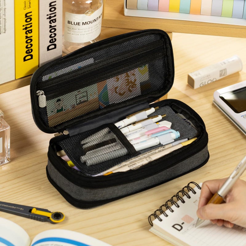EASTHILL Big Capacity Pencil Pen Case Office College School Large Storage High Capacity Bag Pouch Holder Box Organizer (Deep Gray) - Image 5