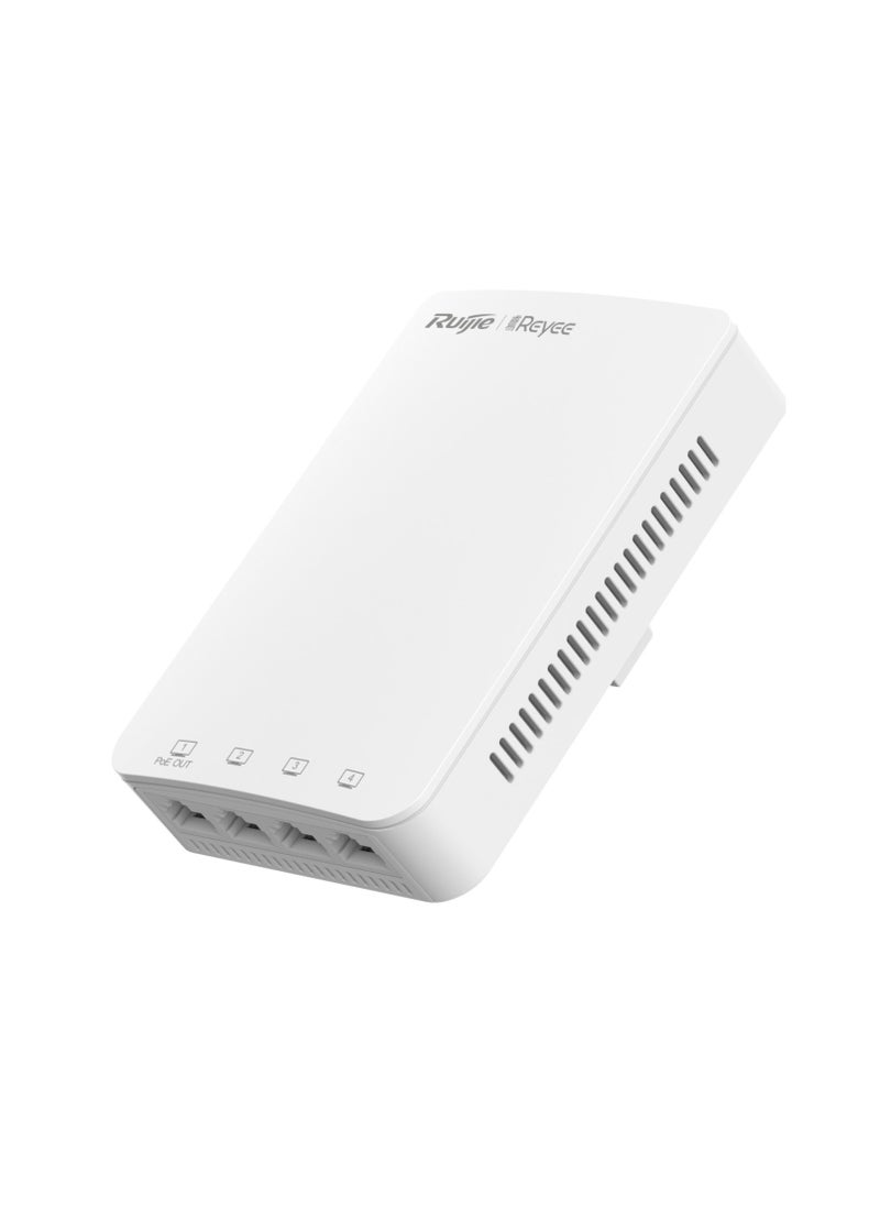 Ruijie - 1267Mbps wall access point, Wi-Fi signal booster, 4 ports, white, powerful indoor distributor - Image 1
