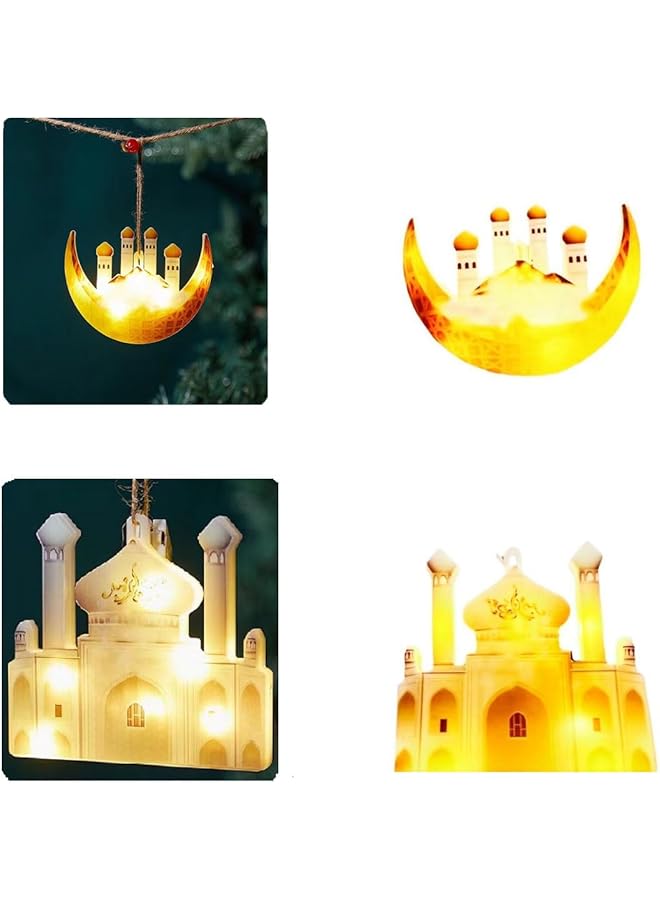 The Bros Ramadan & Christmas String Lights, 2 Pack (Moon Castle, White Castle), LED, Indoor & Outdoor, Battery Powered, Adjustable Modes - Image 1