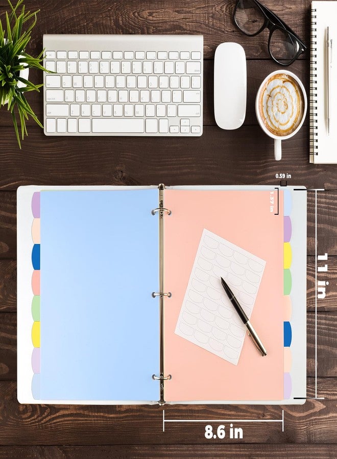 HABGP 16Pcs/2 Set 3 Ring Binder Dividers with Tabs, 8 Color Tab Divders for 3 Ring Binder, Plastic Pastel Page Folder Dividers Sheet Protectors, Three Ring Binder Index Dividers for Notebook - Image 2