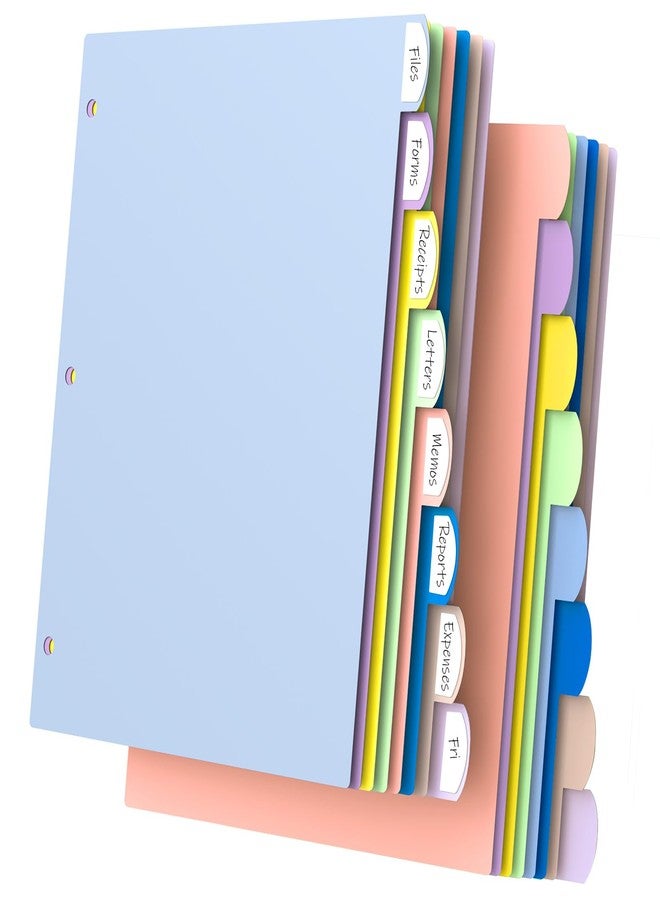 HABGP 16Pcs/2 Set 3 Ring Binder Dividers with Tabs, 8 Color Tab Divders for 3 Ring Binder, Plastic Pastel Page Folder Dividers Sheet Protectors, Three Ring Binder Index Dividers for Notebook - Image 1