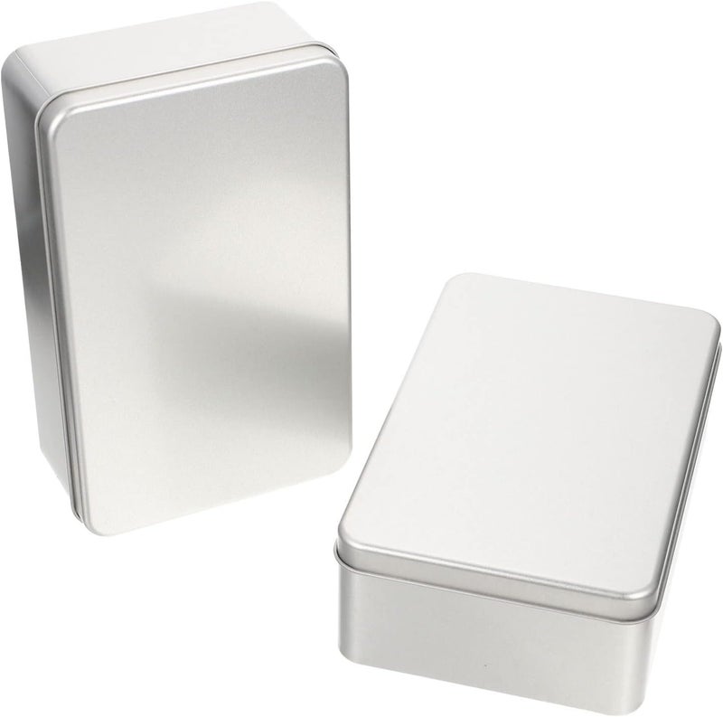 HEMOTON 2 Pieces in Rectangular Tin Box Metal Box with Lids Empty Tin Boxes for Metal Biscuits Packaging Storage Organizer - Image 1