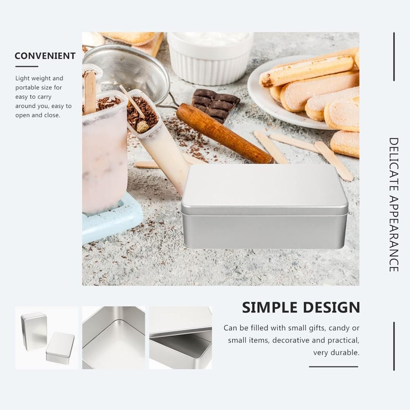 HEMOTON 2 Pieces in Rectangular Tin Box Metal Box with Lids Empty Tin Boxes for Metal Biscuits Packaging Storage Organizer - Image 5