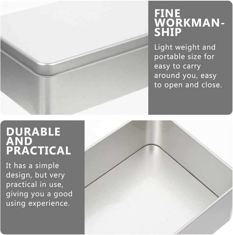 HEMOTON 2 Pieces in Rectangular Tin Box Metal Box with Lids Empty Tin Boxes for Metal Biscuits Packaging Storage Organizer - Image 3