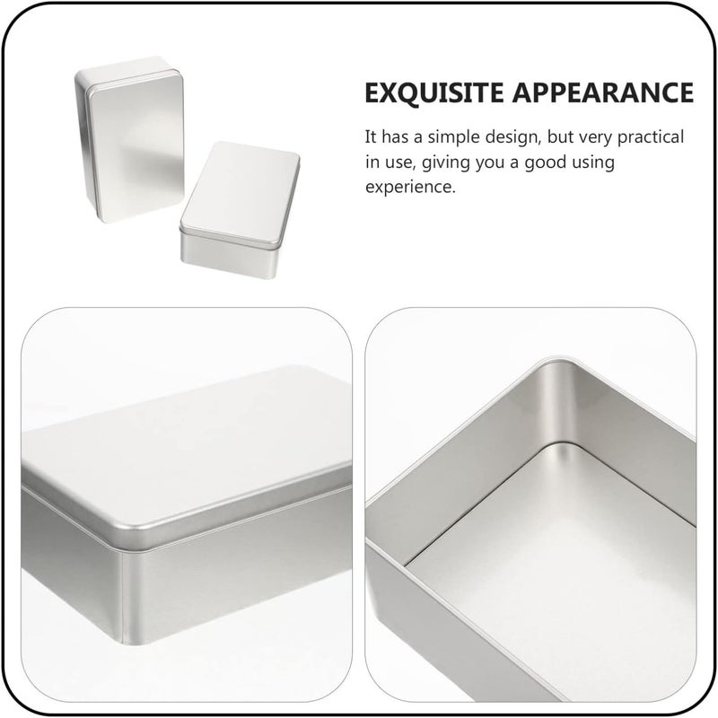 HEMOTON 2 Pieces in Rectangular Tin Box Metal Box with Lids Empty Tin Boxes for Metal Biscuits Packaging Storage Organizer - Image 2
