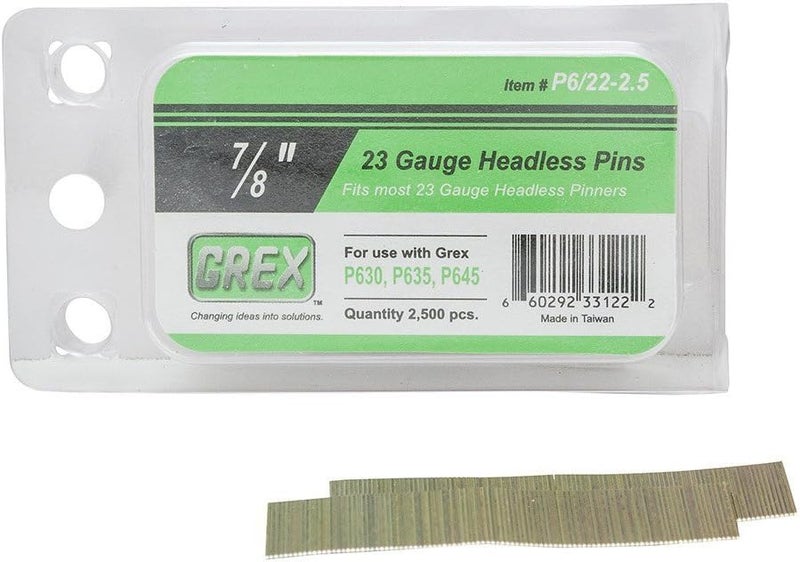 P6/22-2.5 23 Gauge 7/8-Inch Length Headless Pins (2,500 per box)