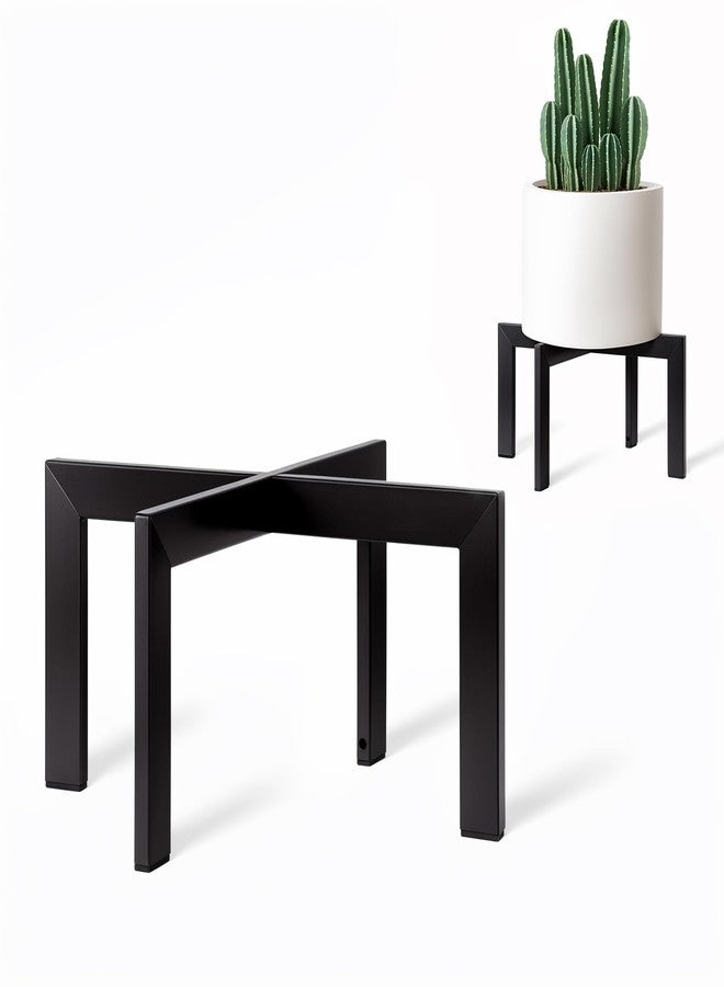 IZIDDO Plant Stand Indoor Outdoor,Metal Mid-Century Pot Stand,Modern Plant Holder Rattan Flower Plant Stool,Low Short Plant Stands for Indoor Fit 5-12 Inch Pot,Black(Pot & Plant Not Included) - Image 1