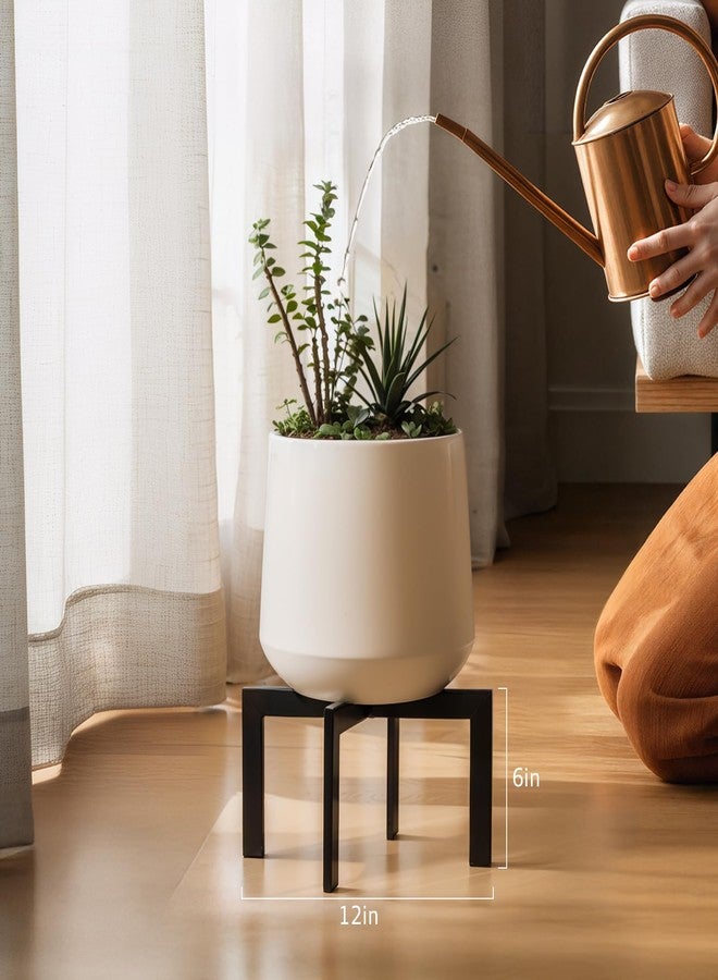 IZIDDO Plant Stand Indoor Outdoor,Metal Mid-Century Pot Stand,Modern Plant Holder Rattan Flower Plant Stool,Low Short Plant Stands for Indoor Fit 5-12 Inch Pot,Black(Pot & Plant Not Included) - Image 3