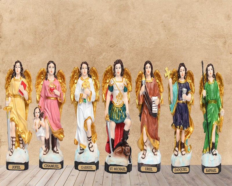 KariGhar Polyresin Seven Archangels Idol Statues Angel Figures Chakra Angels - Reiki Healing Multi Color Small (Set of 7) 4Inch (A0102 (Multicolour)) - Image 5