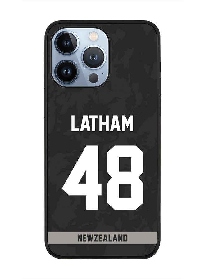 Stylizedd Rugged Black Edge Case iPhone 13 Pro, Slim fit Soft Case Flexible Rubber Edges Thin Cover - Player Name - Tom Latham, Jersey Number- 48 - Image 1