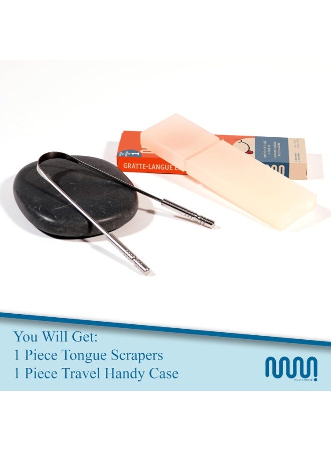 MasterMedi Tongue Scraper with Travel Case 1 Pack, Bad Breath Treatment Tongue Scraper for Adults & Kids, Stainless Steel Metal Tongue Scraper, Easy to Use Tongue Cleaner for Hygiene and Self Care - Image 4