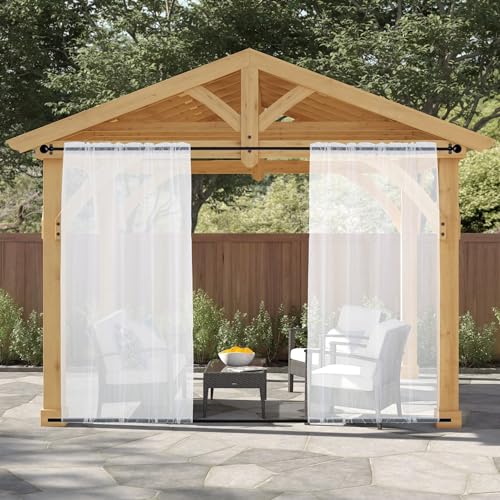 Awnmeow Outdoor Sheer Curtains for Patio Waterproof, 2 Panels Rod Pocket Indoor/Outdoor Voile White Sheer Curtain for Pergola, Porch, Cabana and Gazebo，52 x 84 Inch - Image 2