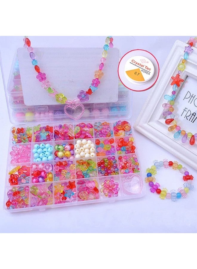 سيجا مجموعة خرز بلاستيكي من SYGA للأطفال، مجموعة صنع المجوهرات والأساور والقلائد وربطات الشعر والخواتم، مجموعات حرفية لأعياد الميلاد للفتيات الصغيرات بعمر 4 و5 و6 و7 سنوات (مجموعة خرز DIY-6) متعددة الألوان - Image 1