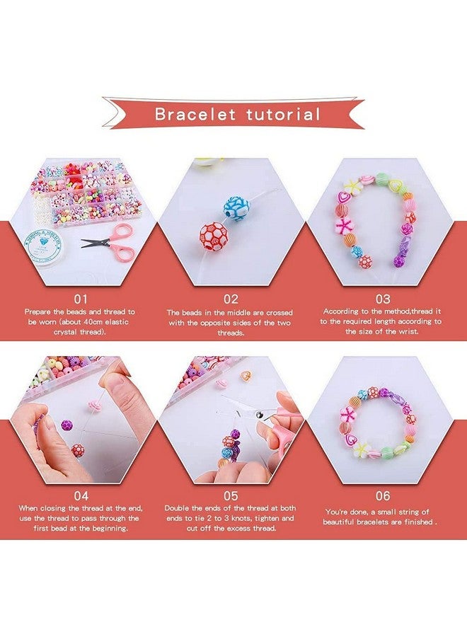 سيجا مجموعة خرز بلاستيكي من SYGA للأطفال، مجموعة صنع المجوهرات والأساور والقلائد وربطات الشعر والخواتم، مجموعات حرفية لأعياد الميلاد للفتيات الصغيرات بعمر 4 و5 و6 و7 سنوات (مجموعة خرز DIY-6) متعددة الألوان - Image 3