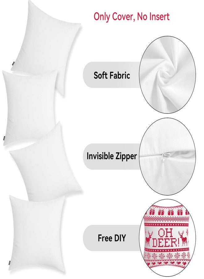 Coddsmz 4 Pack Decorative 100% Cotton Pillow Covers Square Cushion Cover Solid Halloween Christmas DIY Throw Pillowcase for Home Sofa Bedroom,Pure White,4 Pack-18" x 18"(ONLY Covers, NOT Insert) - Image 5