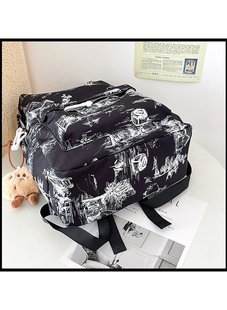 Personalized Graffiti Schoolbag Fashion Backpack Boys and Girls Junior High School Student Backpack 31*44*12CM - Image 2