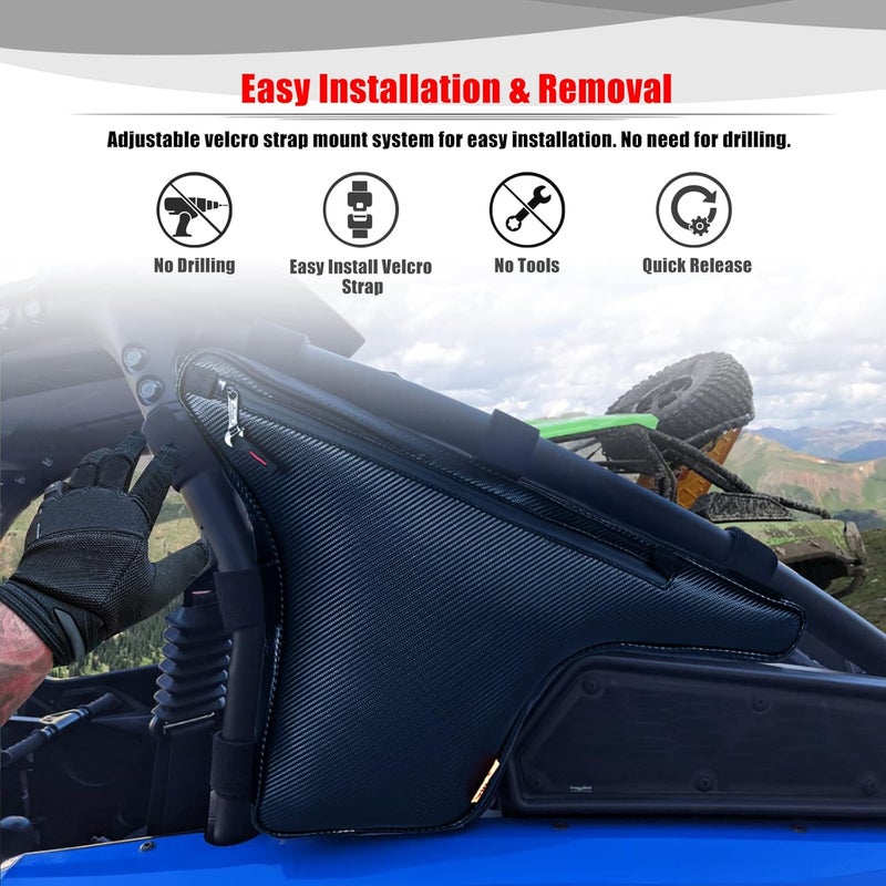 Goldfire Teryx KRX Side Cage Storage Bag with Green Piping for Kawasaki Teryx KRX 1000 (2020+) - Image 3