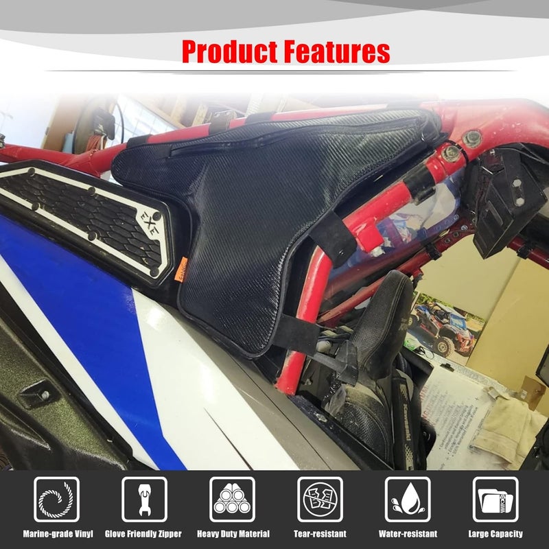 Goldfire Teryx KRX Side Cage Storage Bag with Green Piping for Kawasaki Teryx KRX 1000 (2020+) - Image 4