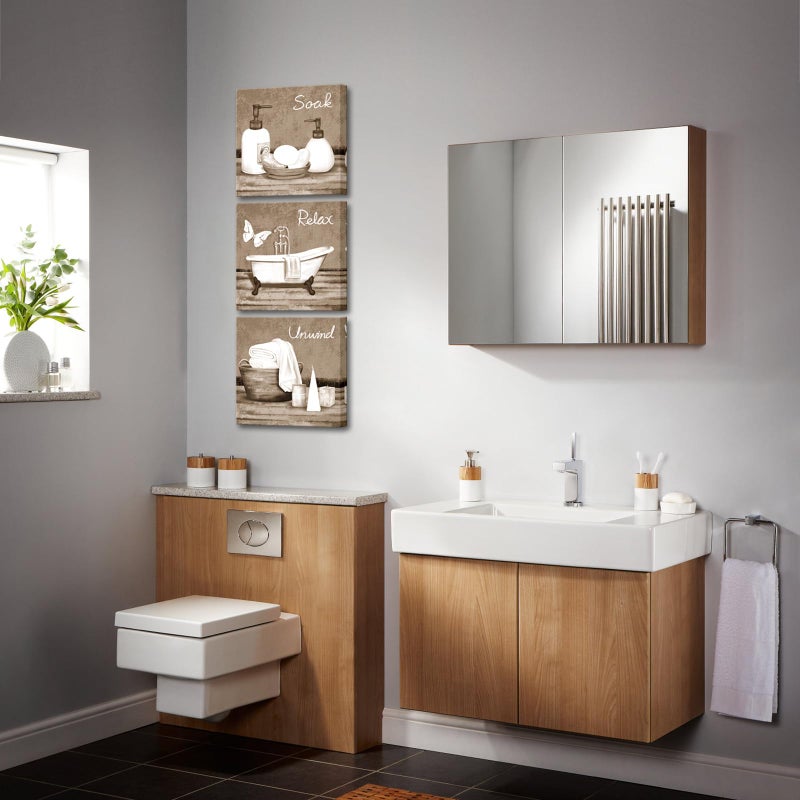 RnnJoile Beige Bathroom Pictures Wall Art Bathtub Spa Painting Prints Decorative Relax Soak Unwind Artwork for Bathroom Framed - Image 2