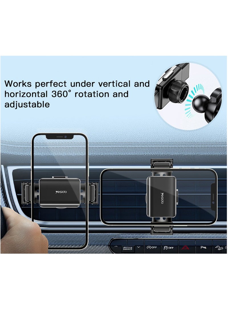 Yesido Yesido C114 Universal 360 Air Vent Phone Holder \Mobile Phone Hanger Clip Holder - Black  - Image 4