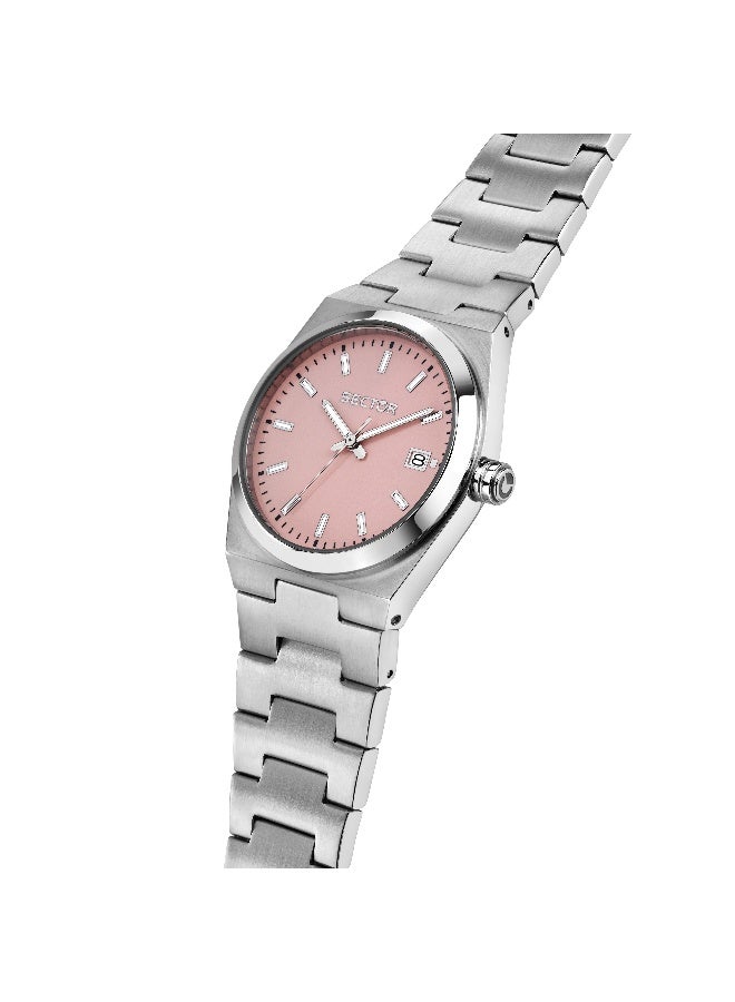 Sector Women's Pink Round Analog Dial with Silver Stainless Steel Band Watch - 34mm - R3253301505 - Image 2