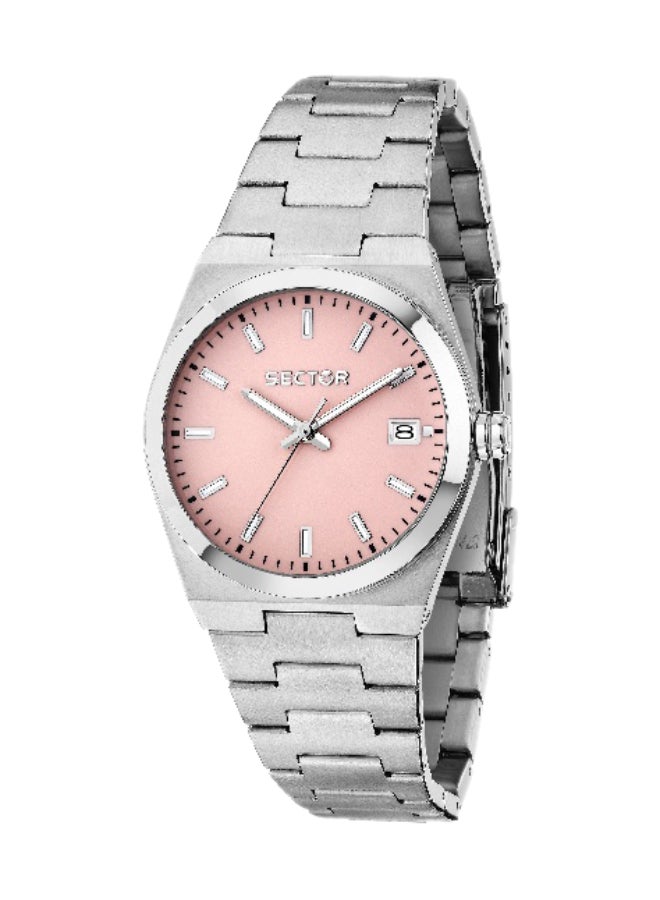 Sector Women's Pink Round Analog Dial with Silver Stainless Steel Band Watch - 34mm - R3253301505 - Image 1