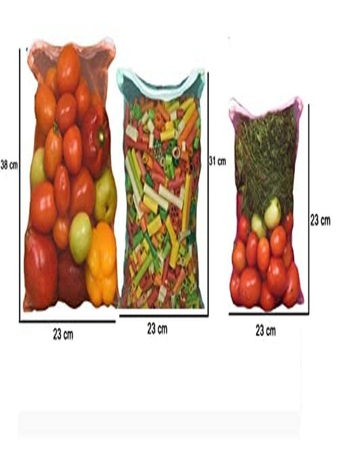 Kitchwish Double Layer Premium Mesh Bags for Fridge Storage - Set of 12 Reusable Eco-Friendly Vegetable and Fruit Organizer with Durable Zipper - Image 4