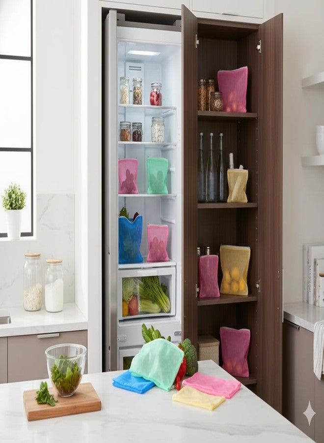 Kitchwish Double Layer Premium Mesh Bags for Fridge Storage - Set of 12 Reusable Eco-Friendly Vegetable and Fruit Organizer with Durable Zipper - Image 3