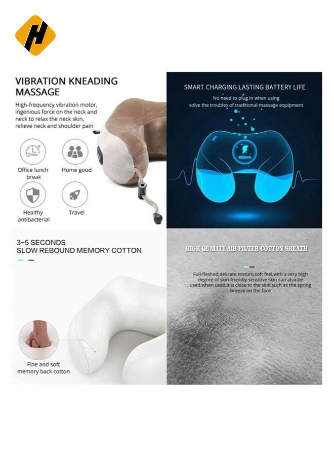 HuHa Rechargeable U Shaped Cervical Massage Pillow Neck Massager Vibration Neck Massage Pillow, Multifunctional Shoulder and Neck Electric Massager for Relax Muscles Fatigue - Image 5