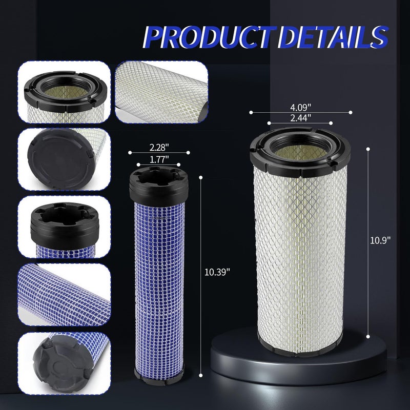 Deflife For Kawasaki 11013-7044 & 11013-7045 Inner & Outer Air Filter Cleaners Combo OEM for Donaldson Kohler 25-083-01-S P821575 & P822858 - Image 3