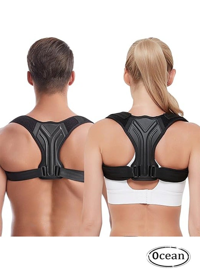 جي أس حزام تصحيح الظهر، تصحيح الوضع القابل للضبط مثبت العمود الفقري لتخفيف آلام كتف العنق تطوير وضع جيد للرجال النساء المراهقات المسنات (1PCS، أسود) - Image 1