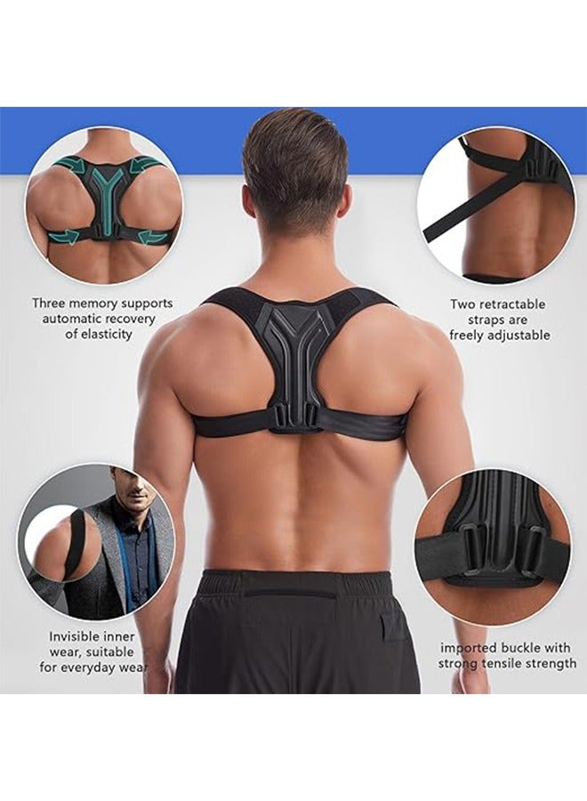 جي أس حزام تصحيح الظهر، تصحيح الوضع القابل للضبط مثبت العمود الفقري لتخفيف آلام كتف العنق تطوير وضع جيد للرجال النساء المراهقات المسنات (1PCS، أسود) - Image 2