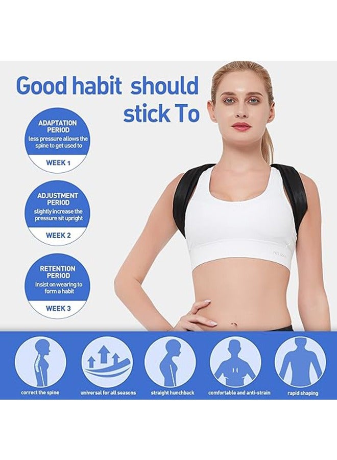 جي أس حزام تصحيح الظهر، تصحيح الوضع القابل للضبط مثبت العمود الفقري لتخفيف آلام كتف العنق تطوير وضع جيد للرجال النساء المراهقات المسنات (1PCS، أسود) - Image 5